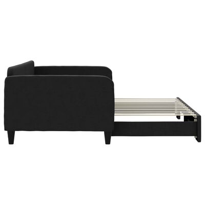 vidaXL Sofa rozsuwana, czarna, 100x200 cm, tkanina