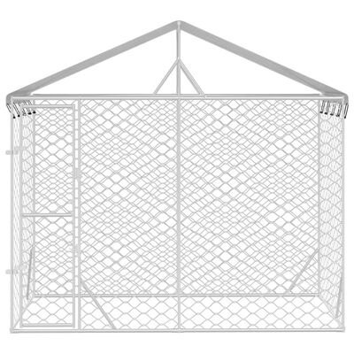 vidaXL Kojec dla psa, z dachem, srebrny, 3x1,5x2,5 m, stal