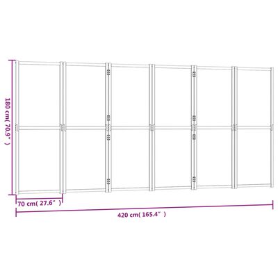 vidaXL Parawan 6-panelowy, czarny, 420 x 180 cm