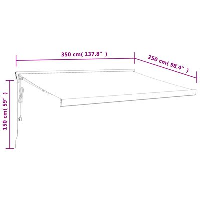 vidaXL Zwijana markiza, antracytowa, 3,5x2,5 m, tkanina i aluminium