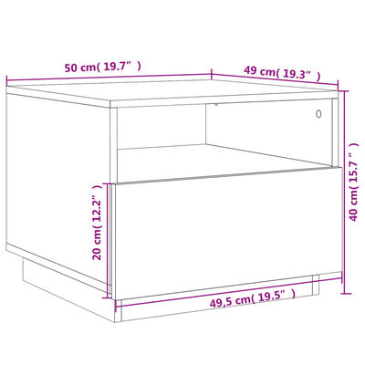 vidaXL Stolik kawowy z oświetleniem LED, czarny, 50x49x40 cm