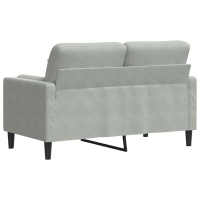 vidaXL 2-osobowa sofa z poduszkami, jasnoszara, 120 cm, aksamit