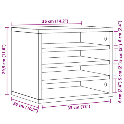 vidaXL Organizer na biurko, szary dąb sonoma, 36x26x29,5 cm