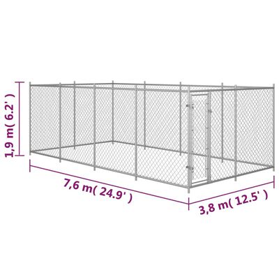 vidaXL Kojec dla psa, 7,6 x 3,8 x 1,9 m