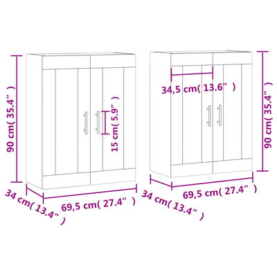 vidaXL Wiszące szafki, 2 szt., dąb sonoma, materiał drewnopochodny