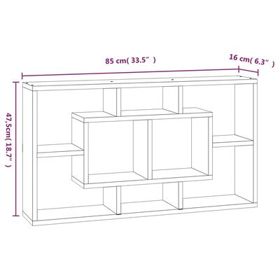 vidaXL Wisząca półka z 8 przegrodami, szary dąb sonoma