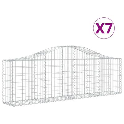 vidaXL Kosze gabionowe, 7 szt, 200x30x60/80 cm, galwanizowane żelazo