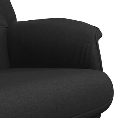 vidaXL Rozkładany fotel z podnóżkiem, czarny, obity tkaniną