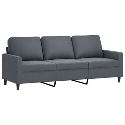 vidaXL 3-osobowa sofa z podnóżkiem, ciemnoszary, 180 cm, aksamit