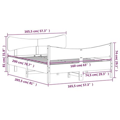 vidaXL Rama łóżka bez materaca, biała, 160x200 cm, lite drewno sosnowe