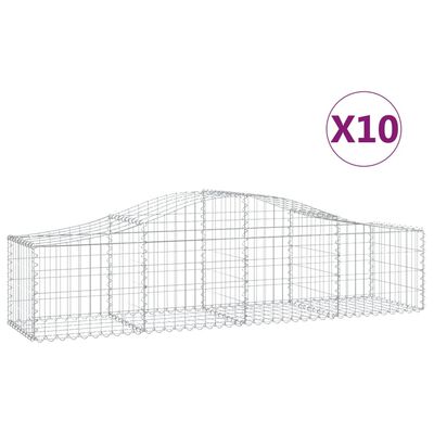 vidaXL Kosze gabionowe, 10 szt, 200x50x40/60 cm, galwanizowane żelazo