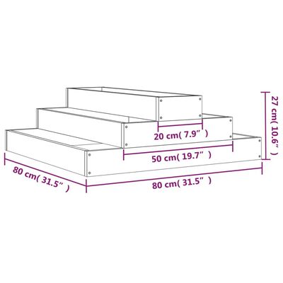 vidaXL Donica, 80x80x27 cm, lite drewno daglezjowe