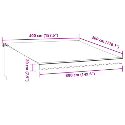 vidaXL Automatycznie zwijana markiza, burgundowa, 400x300 cm