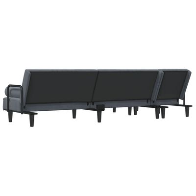 vidaXL Sofa rozkładana L, ciemnoszara, 260x140x70 cm, aksamit