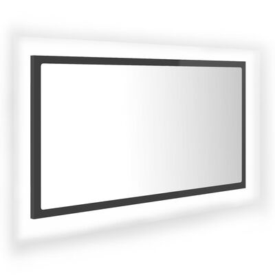 vidaXL Lustro łazienkowe LED, wysoki połysk, szare, 80x8,5x37cm, akryl