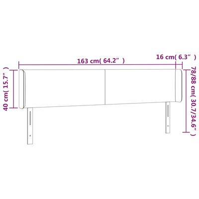 vidaXL Zagłówek do łóżka z LED, biały, 163x16x78/88 cm, sztuczna skóra