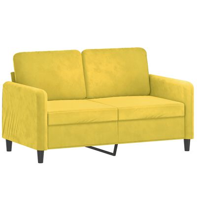 vidaXL Sofa 2-osobowa, żółta, 120 cm, tapicerowana aksamitem