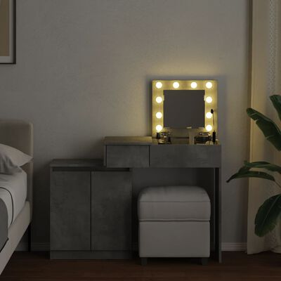 vidaXL Toaletka z oświetleniem LED, szarość betonu, 115x37x110,5 cm