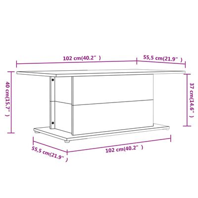 vidaXL Stolik kawowy, biały, 102x55,5x40 cm, materiał drewnopochodny