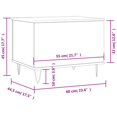 vidaXL Stolik kawowy, dąb sonoma 60x44,5x45 cm materiał drewnopochodny