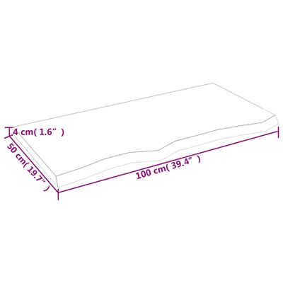 vidaXL Blat do łazienki, jasnobrązowy, 100x50x(2-4) cm, lite drewno