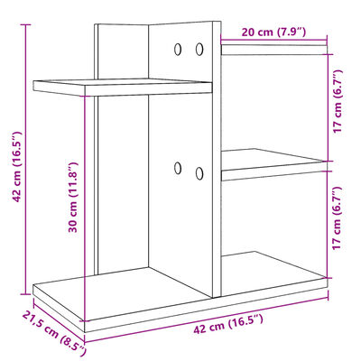 vidaXL Organizer na biurko, szary dąb sonoma, 42x21,5x42 cm