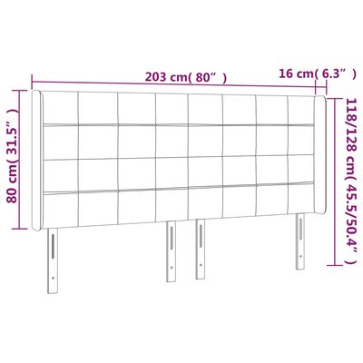 vidaXL Zagłówek do łóżka z LED, ciemnozielony 203x16x118/128cm aksamit