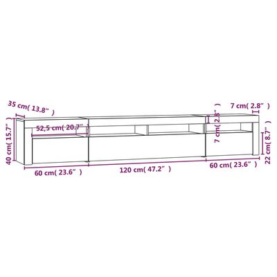 vidaXL Szafka pod TV z oświetleniem LED, biała z połyskiem,240x35x40cm