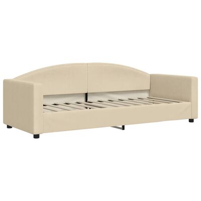 vidaXL Sofa rozsuwana z szufladami, kremowa, 80x200 cm, tkanina