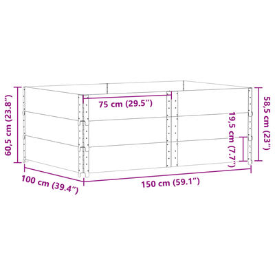 vidaXL Donica ogrodowa, czarna, 150x100 cm, lite drewno sosnowe