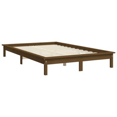 vidaXL Rama łóżka, miodowy brąz, 140x190 cm, lite drewno sosnowe