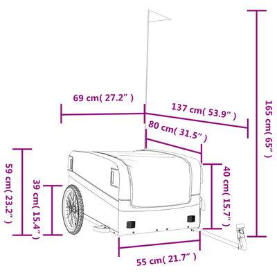 vidaXL Przyczepka rowerowa, czarno-zielona, 45 kg, żelazo