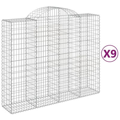 vidaXL Kosze gabionowe, 9 szt, 200x50x160/180 cm, galwanizowane żelazo