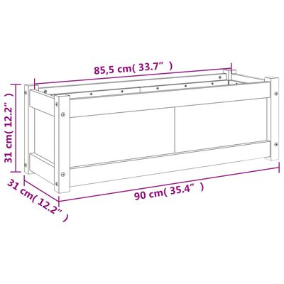 vidaXL Donica ogrodowa, woskowy brąz, 90x31x31 cm, lite drewno sosnowe