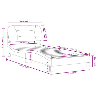 vidaXL Rama łóżka z oświetleniem LED, czarna, 80x200 cm, tkanina