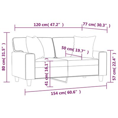 vidaXL 2-osobowa sofa z poduszkami, szara, 120 cm, sztuczna skóra