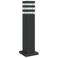 vidaXL Zewnętrzna lampa stojąca z gniazdkiem, czarna, 50 cm, aluminium