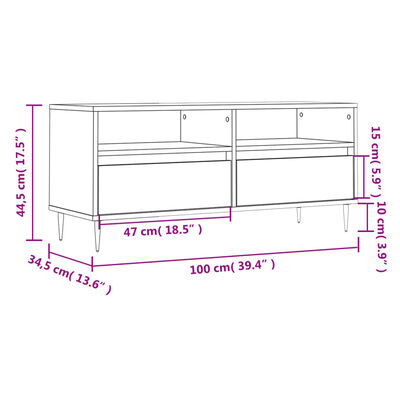 vidaXL Szafka pod TV, szary dąb sonoma, 100x34,5x44,5 cm