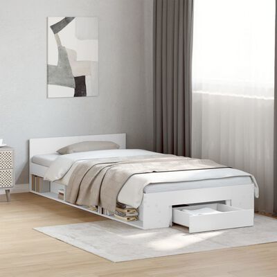 vidaXL Rama łóżka z szufladą, biała, 100x200 cm