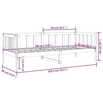 vidaXL Łóżko dzienne bez materaca, 90x190 cm, lite drewno sosnowe