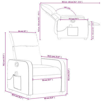 vidaXL Rozkładany fotel masujący, cappuccino, obity sztuczną skórą