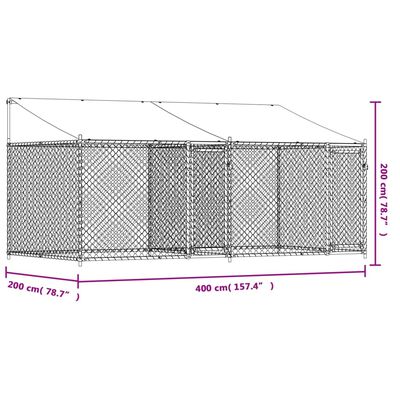 vidaXL Klatka dla psa, z dachem i drzwiami, szara, 4x2x2 m, stal