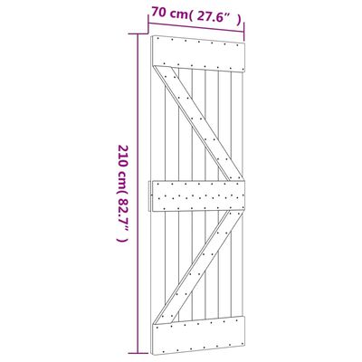 vidaXL Drzwi przesuwne z osprzętem, 70x210 cm, lite drewno sosnowe