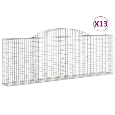 vidaXL Kosze gabionowe, 13 szt, 300x30x100/120cm, galwanizowane żelazo