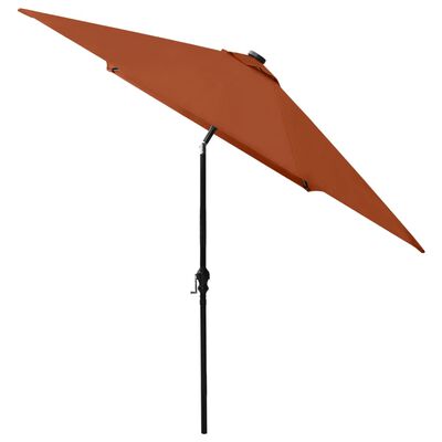 vidaXL Parasol ogrodowy z LED i stalowym słupkiem, terakota, 2x3 m