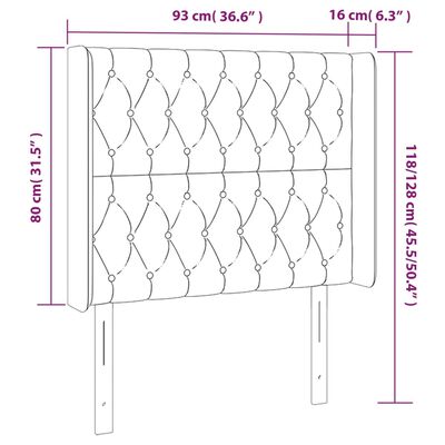 vidaXL Zagłówek do łóżka z LED, jasnoszary, 93x16x118/128 cm, tkanina