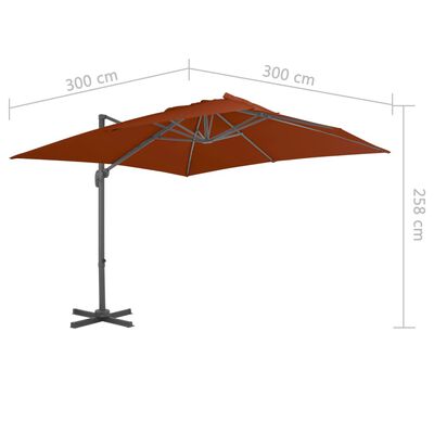 vidaXL Parasol wiszący z aluminiowym słupkiem, 300x300 cm, terakota