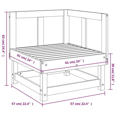 vidaXL Ogrodowa sofa narożna, czarna, lite drewno sosnowe