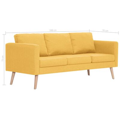 vidaXL Sofa 3-osobowa tapicerowana tkaniną, żółta