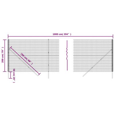 vidaXL Ogrodzenie ze zgrzewanej siatki, zielone, 2x10 m